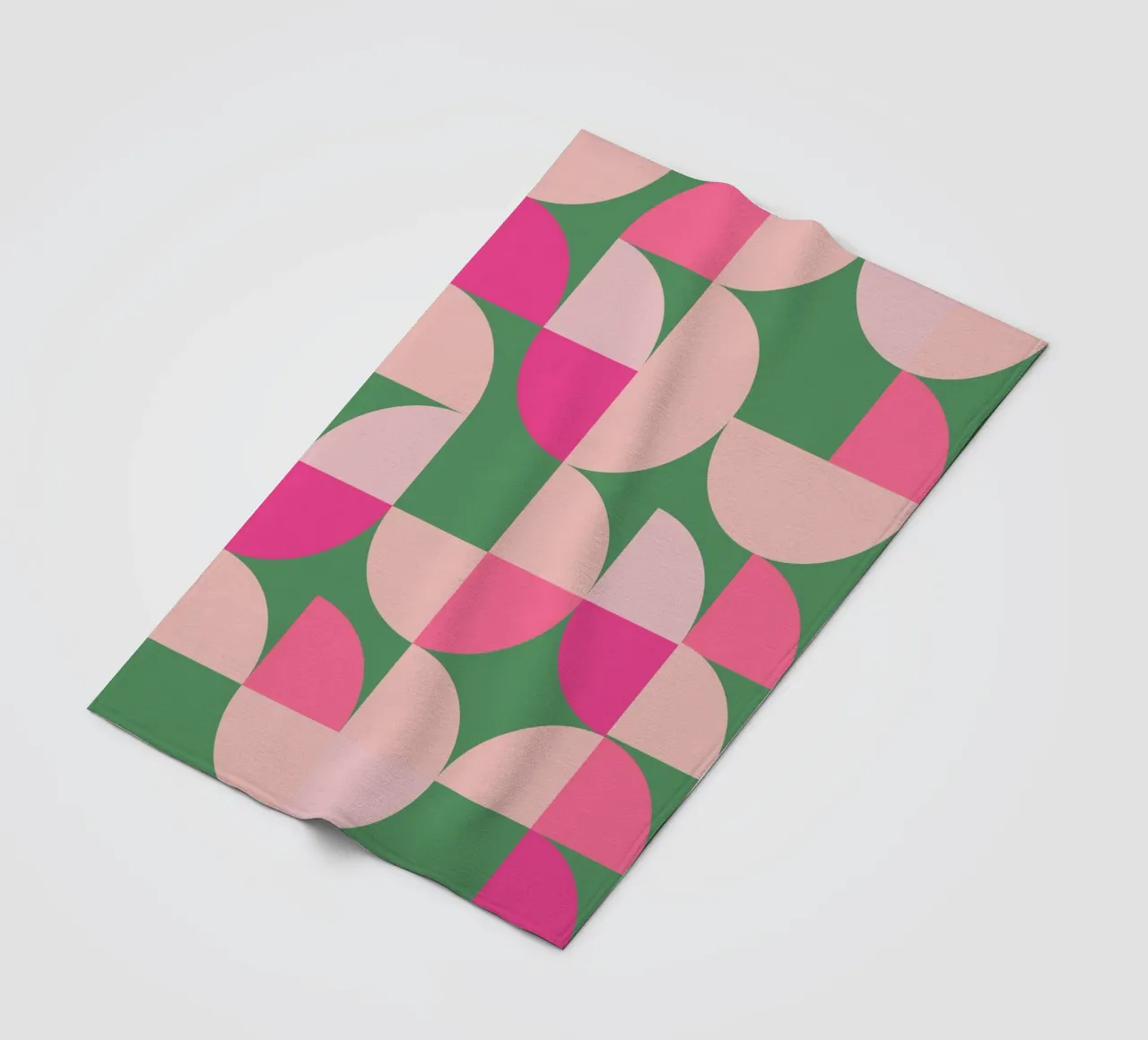 Modern Geometric Abstract Pattern in Pink and Green fleece blanket by pdigitalprints