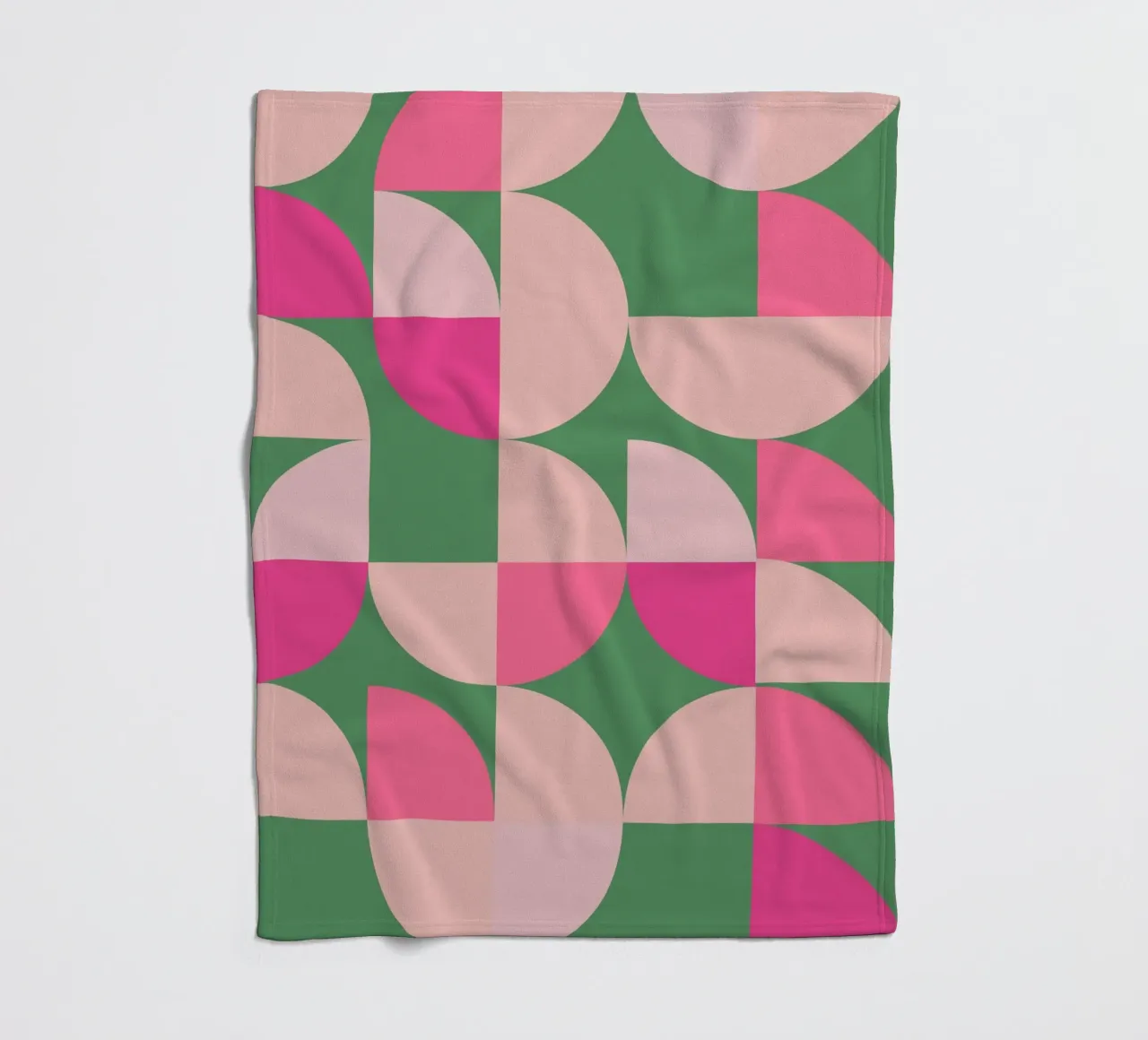 Modern Geometric Abstract Pattern in Pink and Green fleece blanket by pdigitalprints