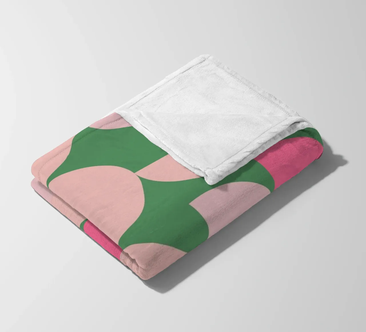 Modern Geometric Abstract Pattern in Pink and Green fleece blanket by pdigitalprints