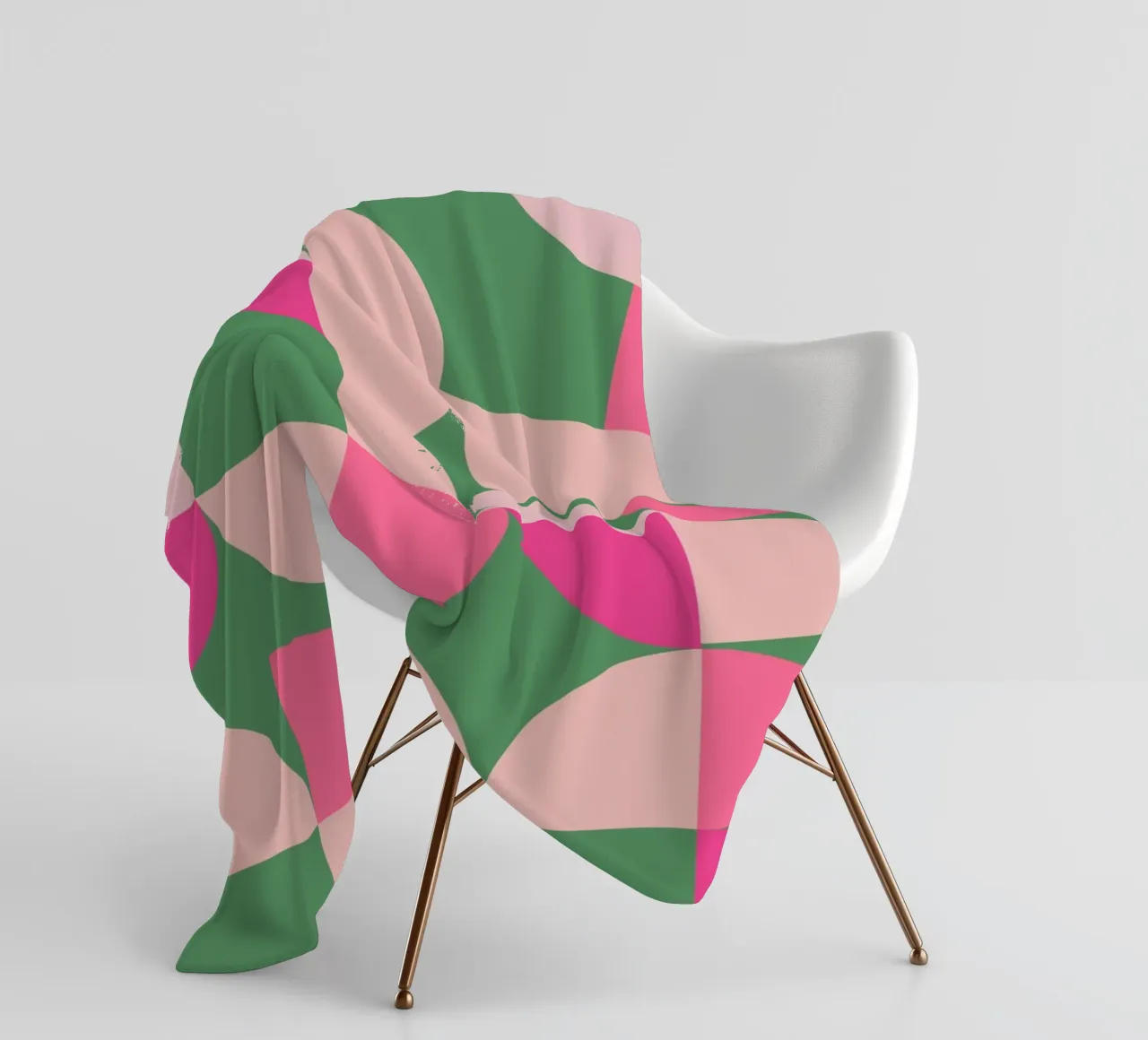 Modern Geometric Abstract Pattern in Pink and Green fleece blanket by pdigitalprints