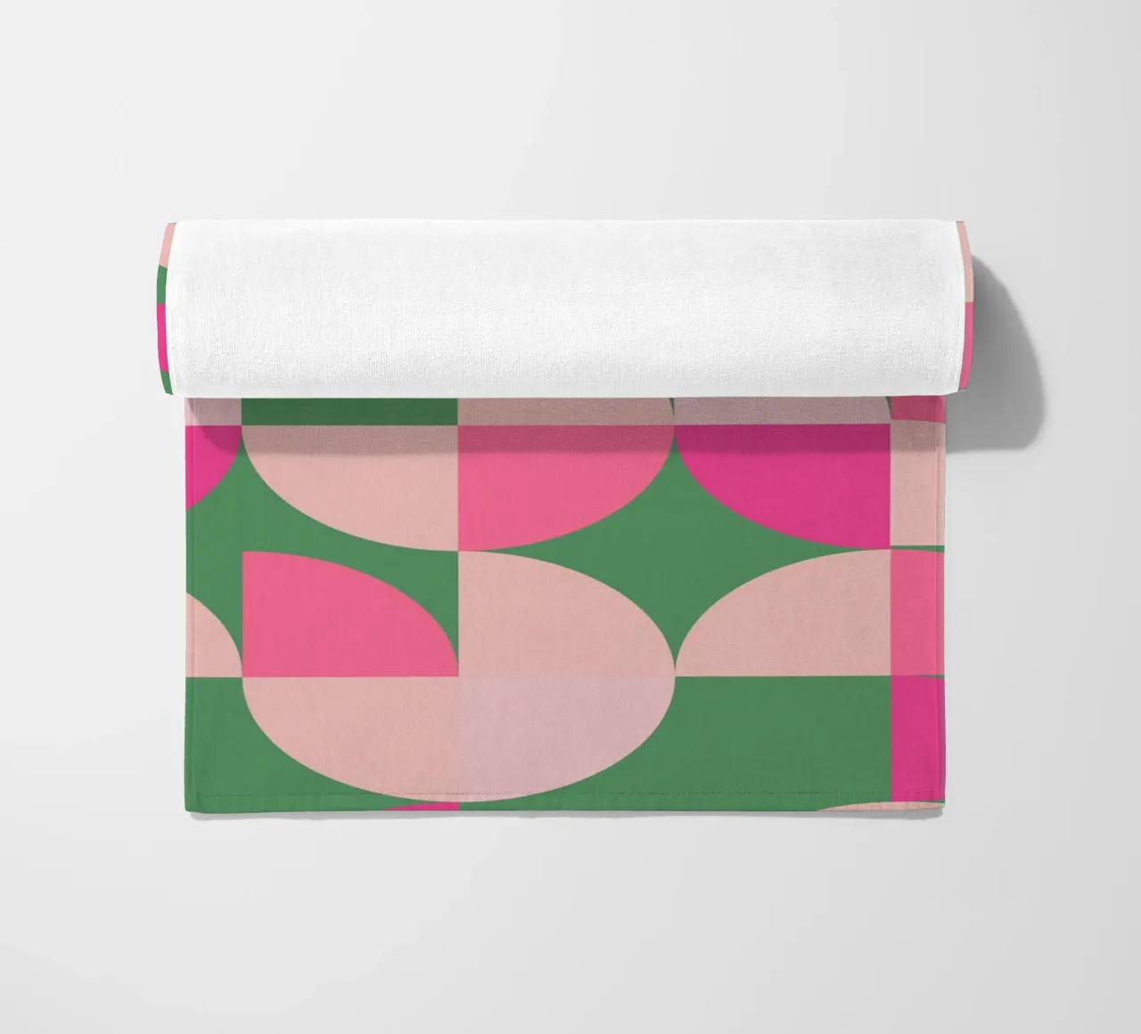 Modern Geometric Abstract Pattern in Pink and Green beach towel by pdigitalprints