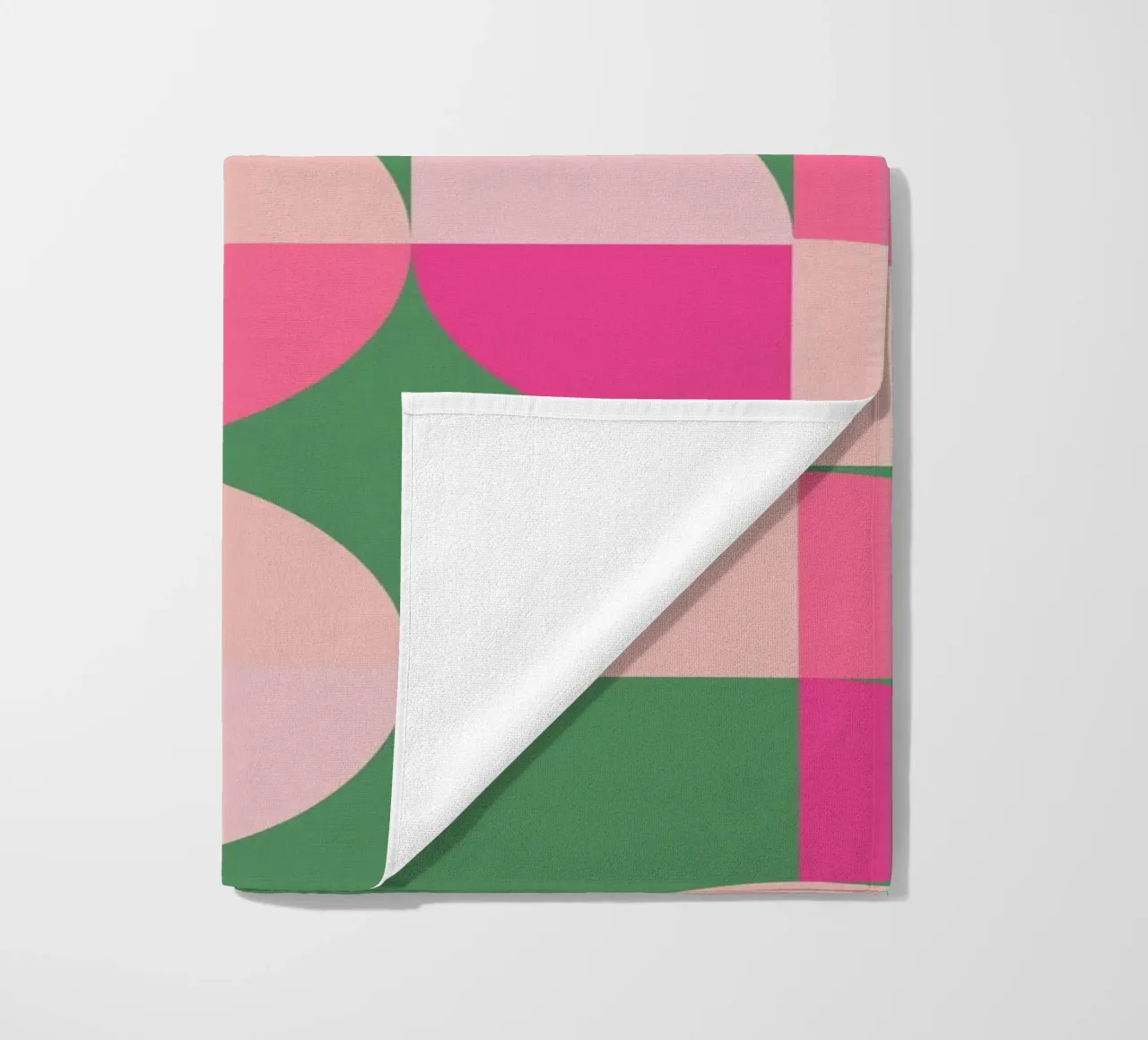 Modern Geometric Abstract Pattern in Pink and Green beach towel by pdigitalprints