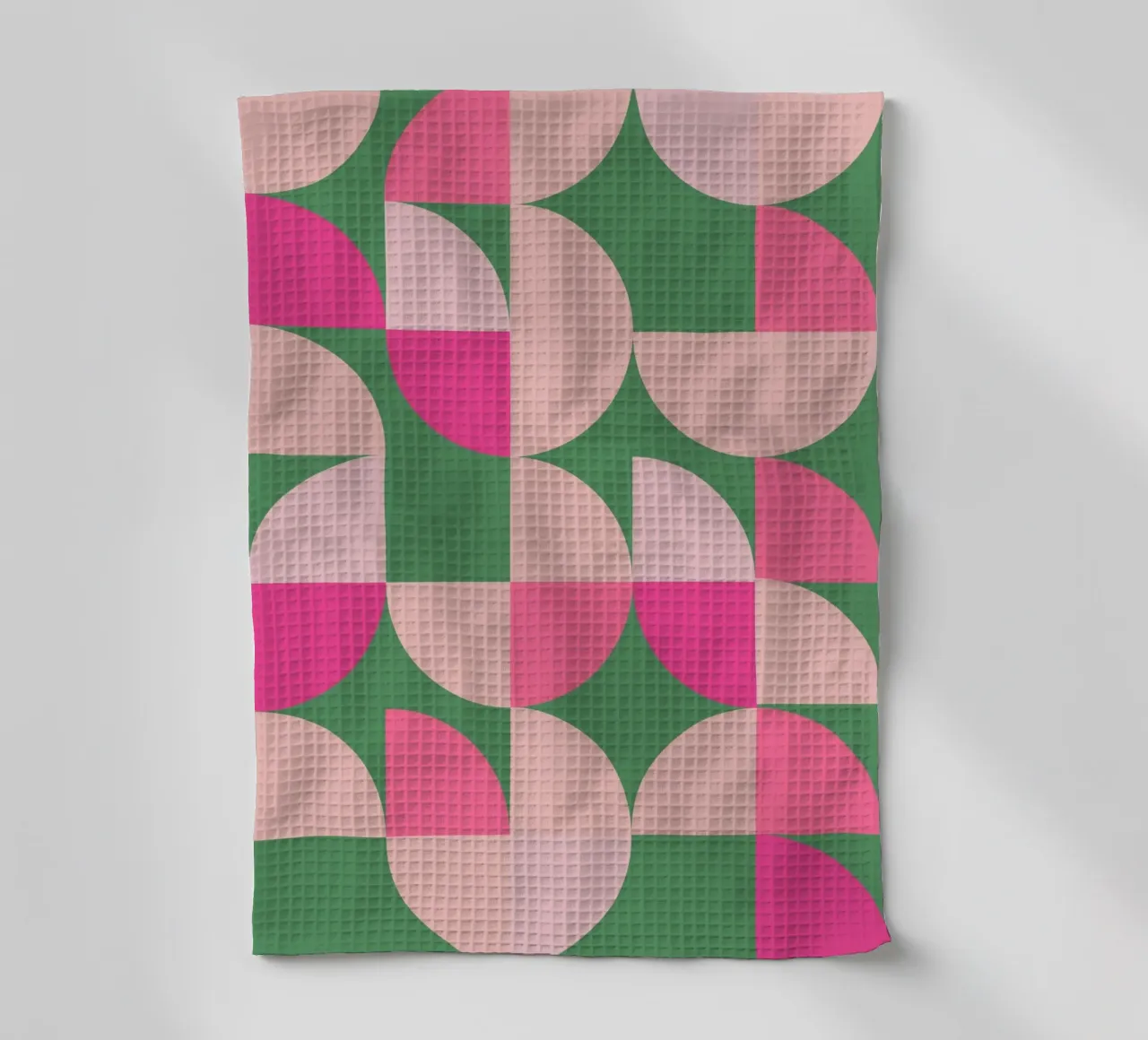 Modern Geometric Abstract Pattern in Pink and Green tea towel by pdigitalprints