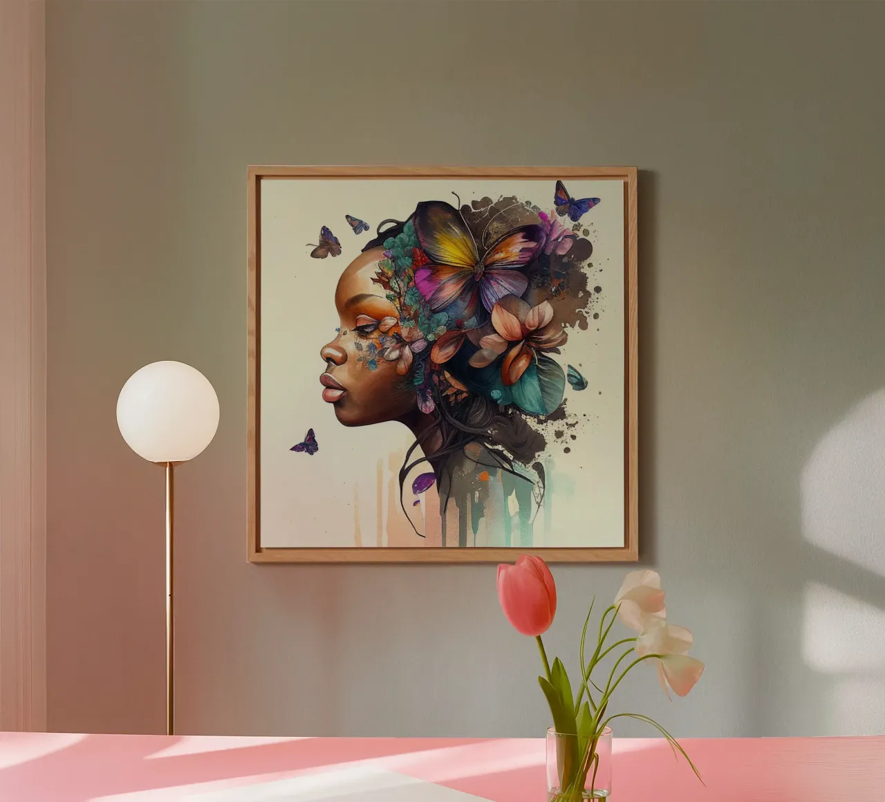 Farfalla acquerellata Donna africana alluminio dibond da Chromatic Fusion Studio