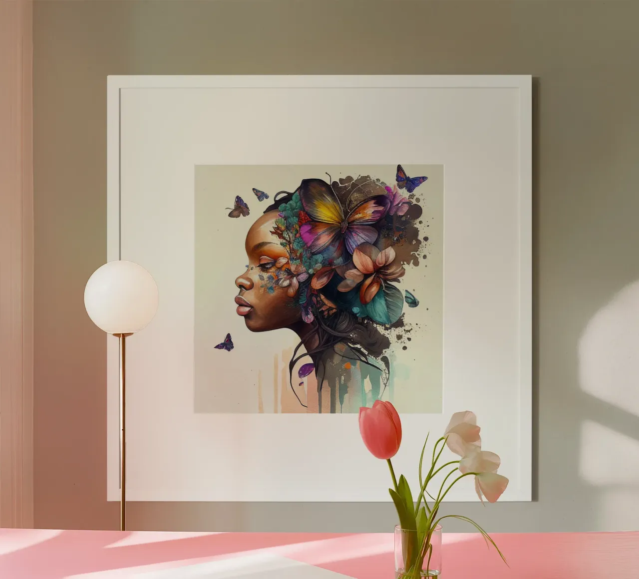 Farfalla acquerellata Donna africana carta hahnemühle da Chromatic Fusion Studio