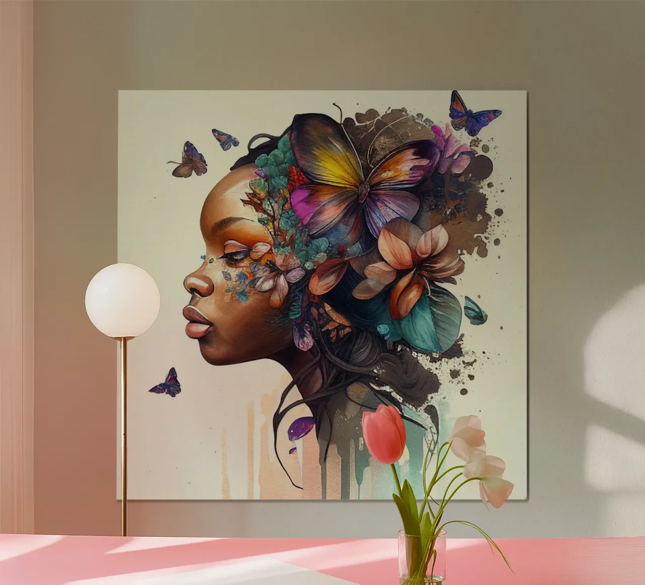 Farfalla acquerellata Donna africana carta hahnemühle da Chromatic Fusion Studio