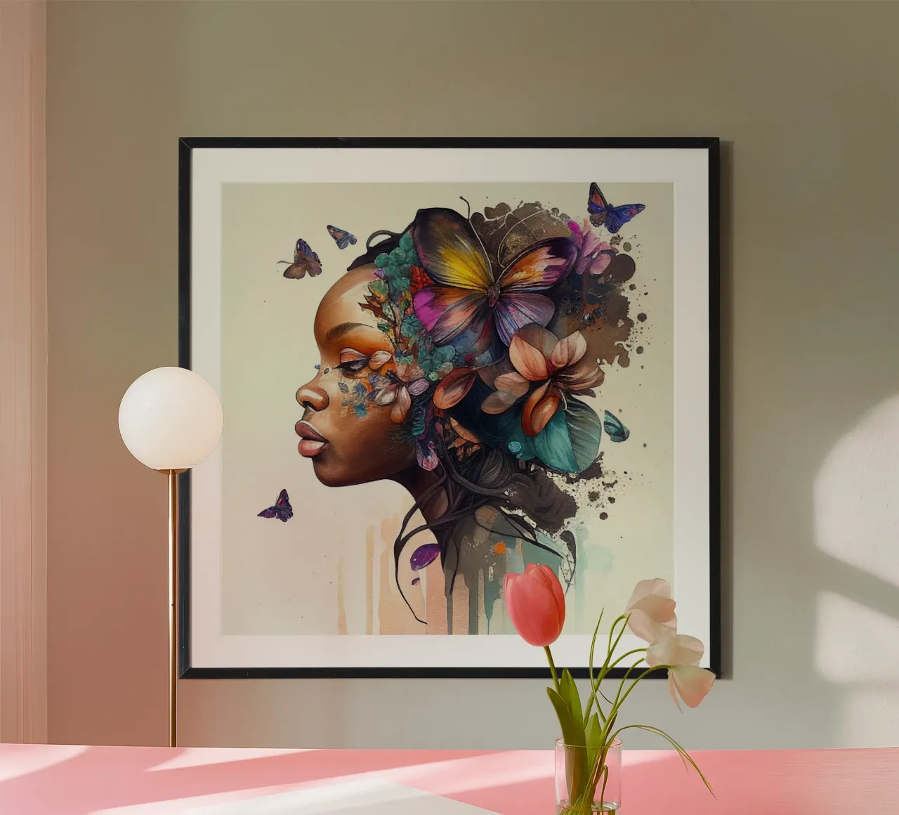 Farfalla acquerellata Donna africana carta hahnemühle da Chromatic Fusion Studio