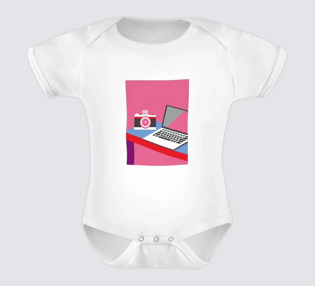Fotocamera e computer portatile body neonato maniche corte da LOOK DIFFERENT