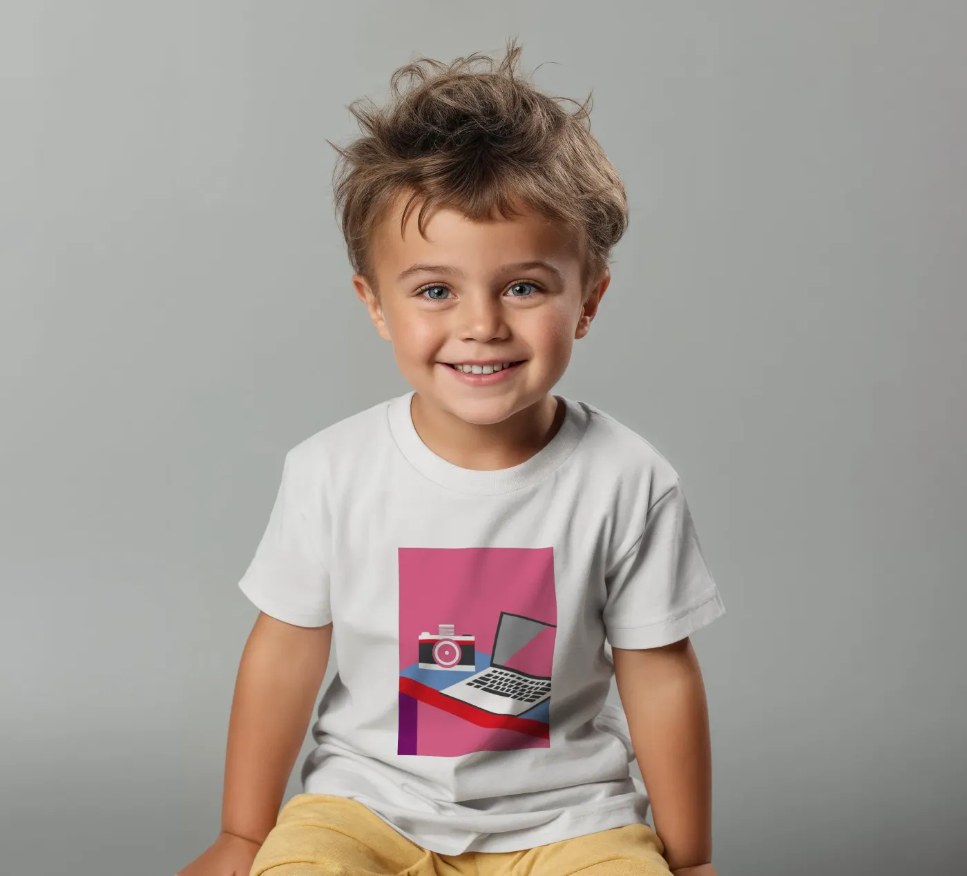 Camera and Laptop kids t-shirt by LOOK DIFFERENT