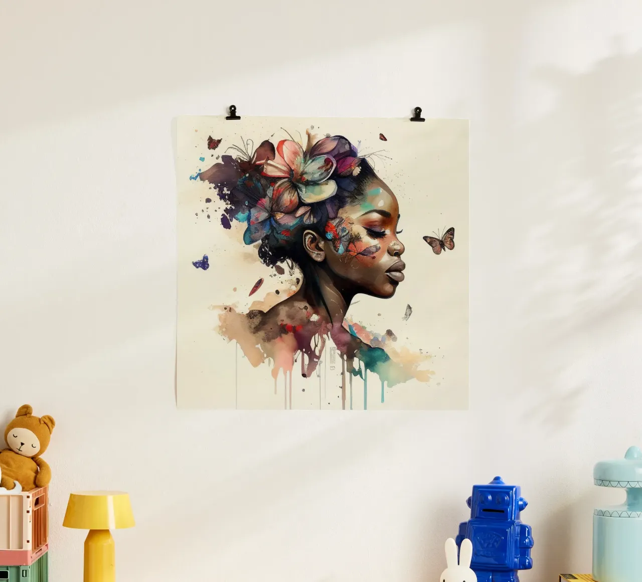 Farfalla acquerellata Donna africana carta hahnemühle da Chromatic Fusion Studio