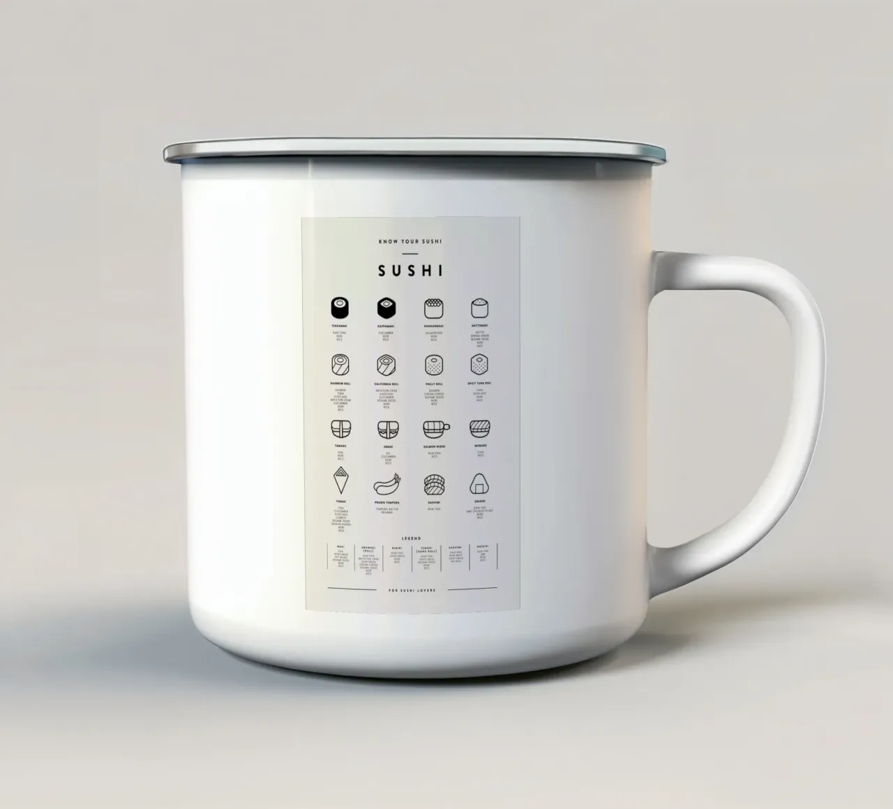 Sushi Chart 2 tazza in smalto da daylight design studio