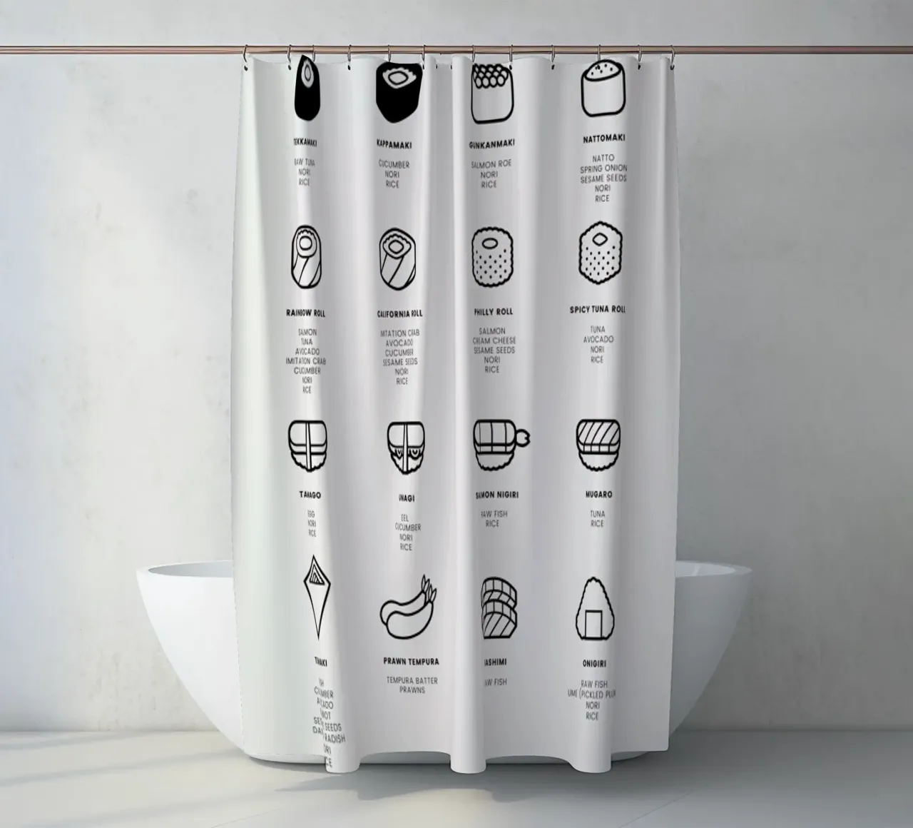 Sushi Chart 2 tenda da doccia da daylight design studio