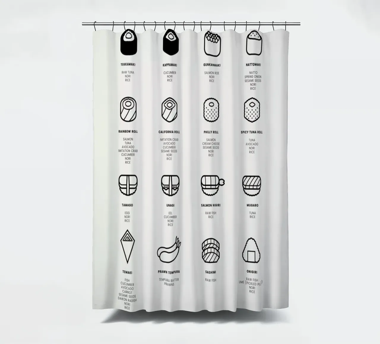 Sushi Chart 2 tenda da doccia da daylight design studio
