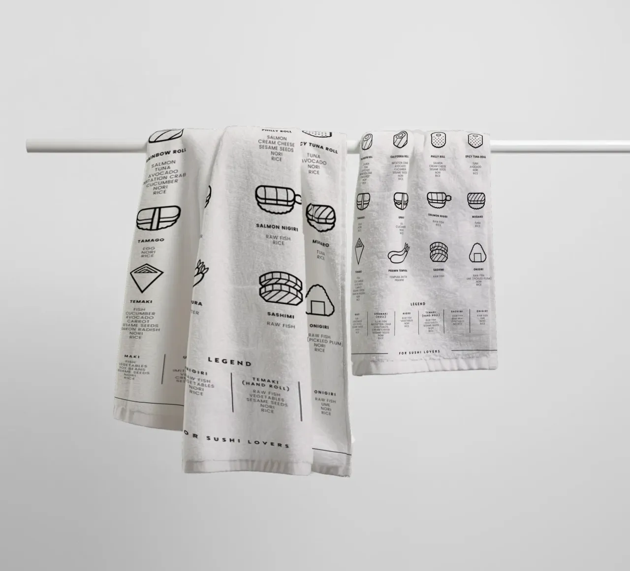 Sushi Chart 2 asciugamano da bagno da daylight design studio