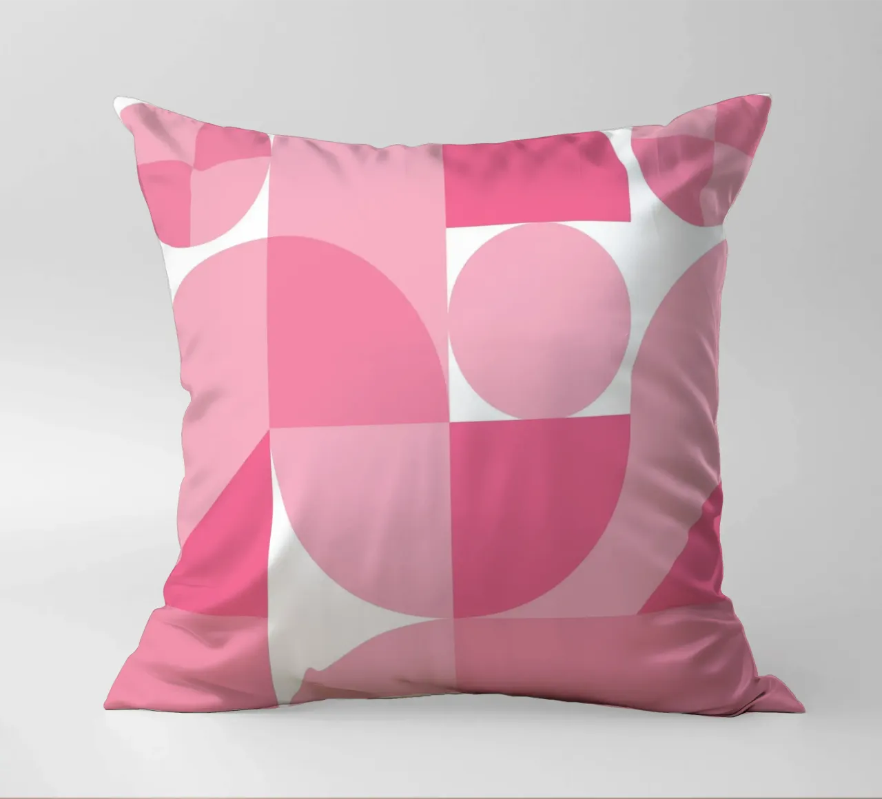 Pink Abstract Geometric Composition with Circles and Shapes decorative cushion by pdigitalprints
