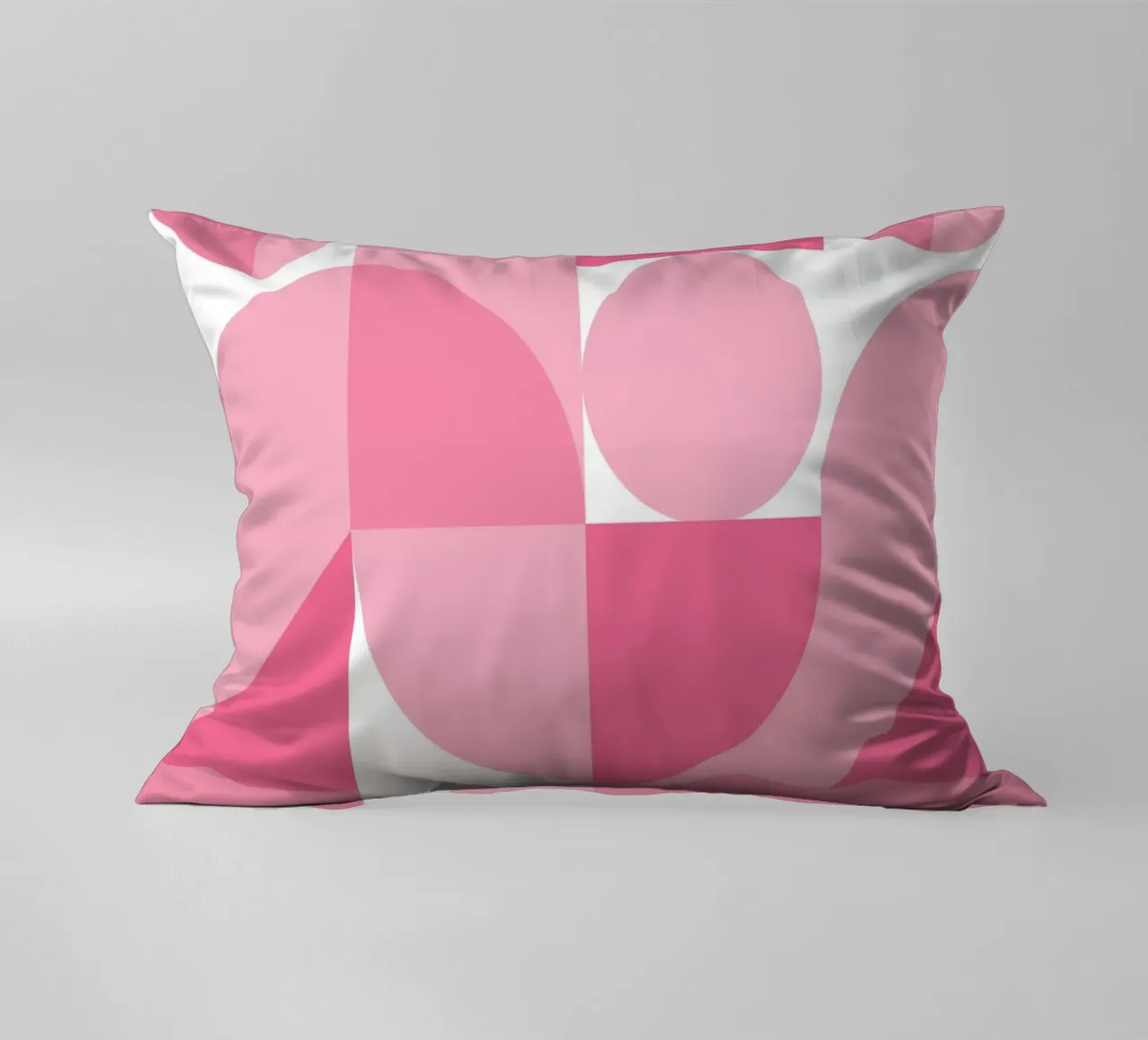 Pink Abstract Geometric Composition with Circles and Shapes decorative cushion by pdigitalprints