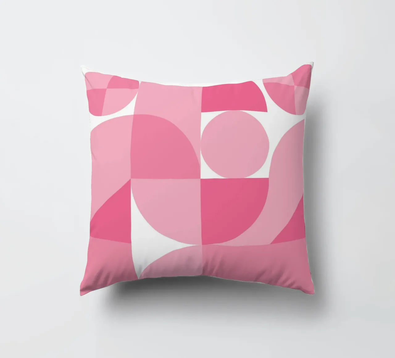 Pink Abstract Geometric Composition with Circles and Shapes decorative cushion by pdigitalprints