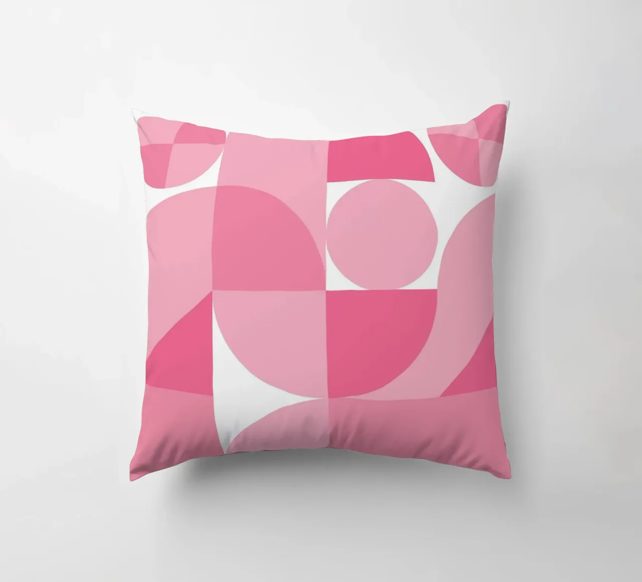 Pink Abstract Geometric Composition with Circles and Shapes decorative cushion by pdigitalprints
