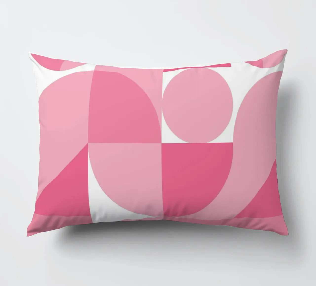 Pink Abstract Geometric Composition with Circles and Shapes decorative cushion by pdigitalprints