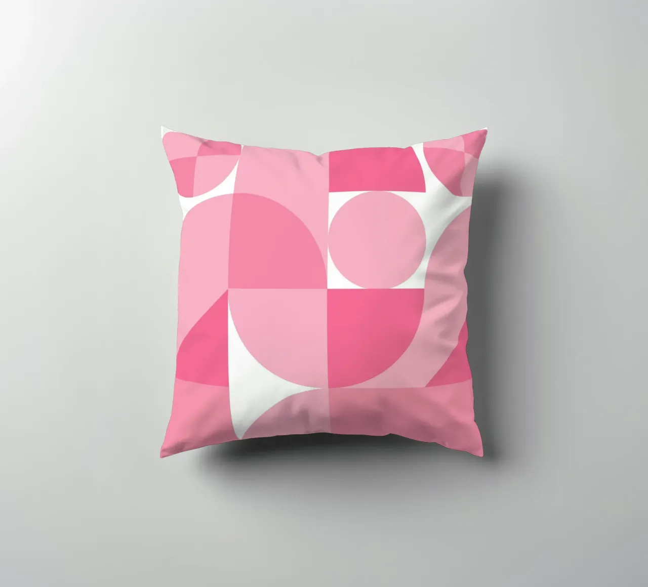 Pink Abstract Geometric Composition with Circles and Shapes decorative cushion by pdigitalprints