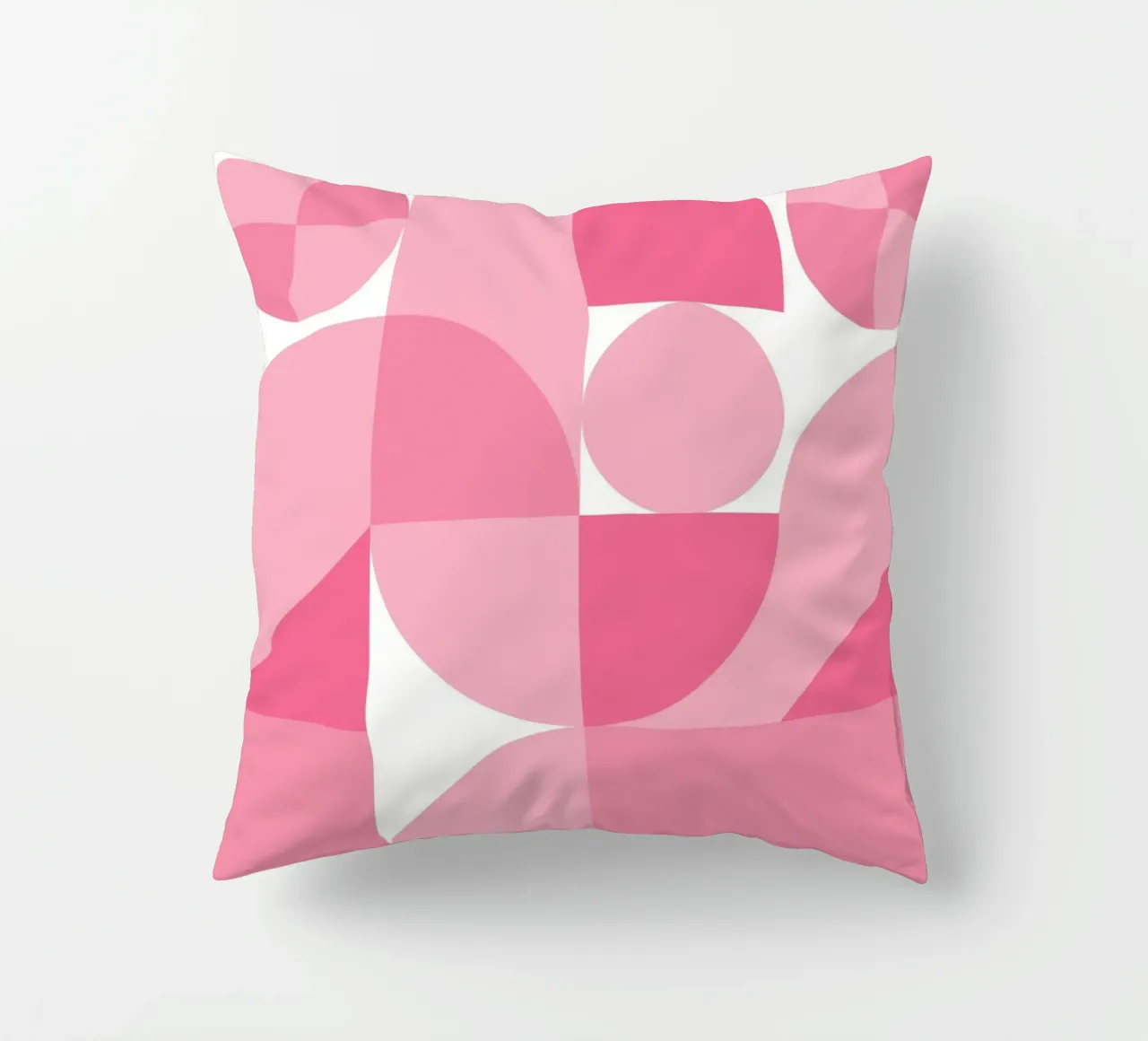 Pink Abstract Geometric Composition with Circles and Shapes decorative cushion by pdigitalprints