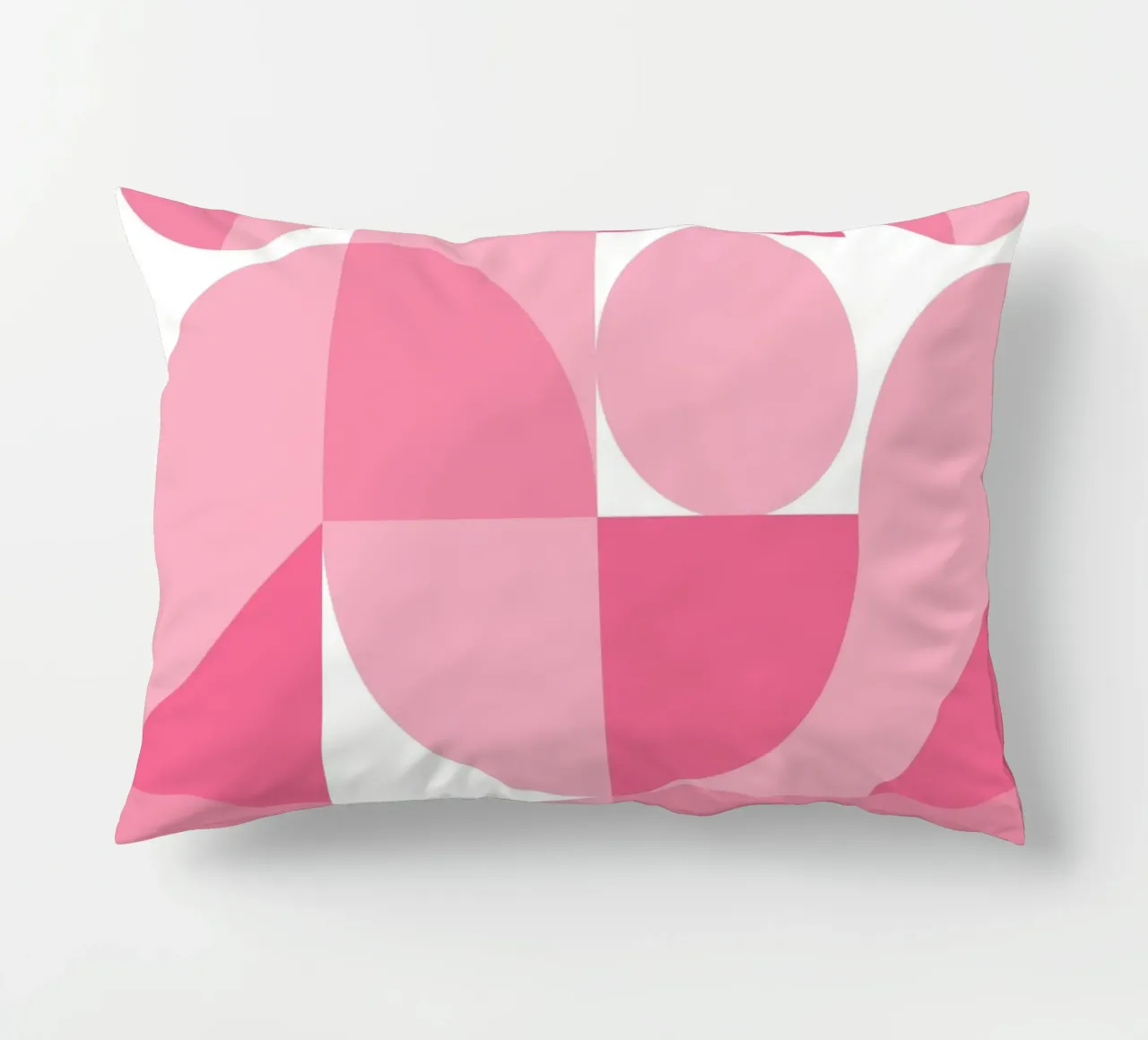 Pink Abstract Geometric Composition with Circles and Shapes decorative cushion by pdigitalprints