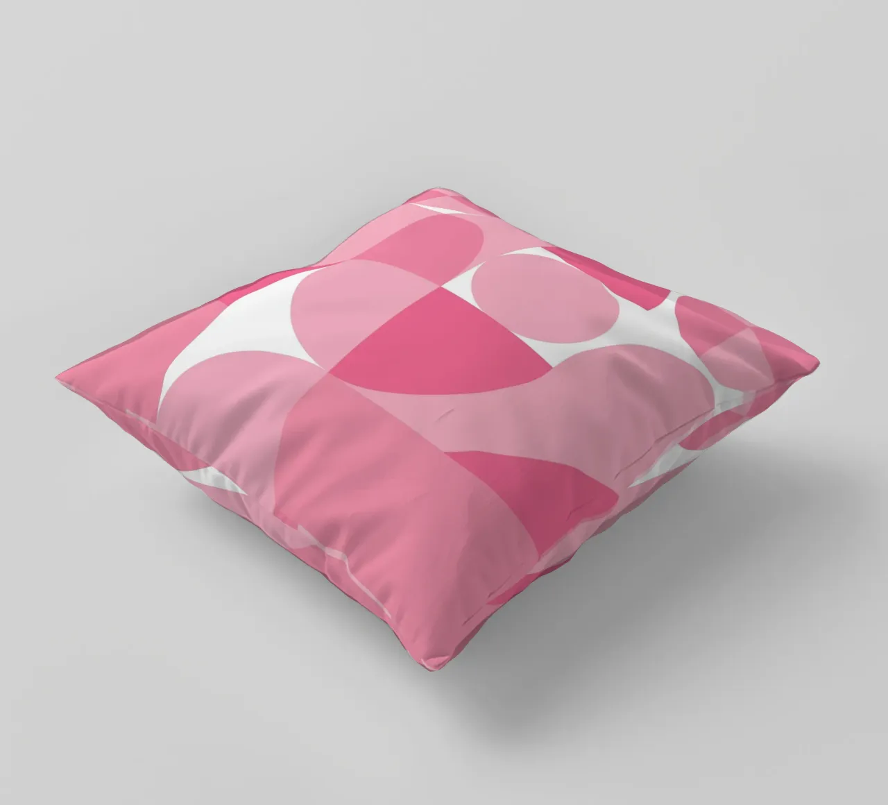 Pink Abstract Geometric Composition with Circles and Shapes decorative cushion by pdigitalprints