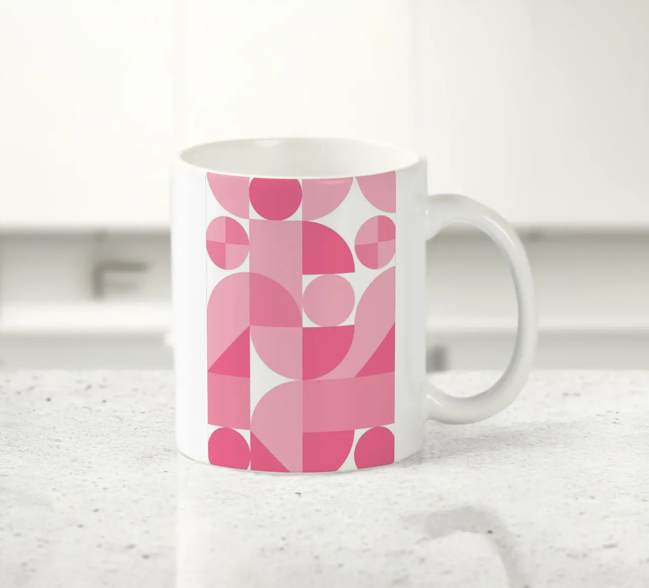Composizione geometrica astratta rosa con cerchi e forme tazza in ceramica da pdigitalprints