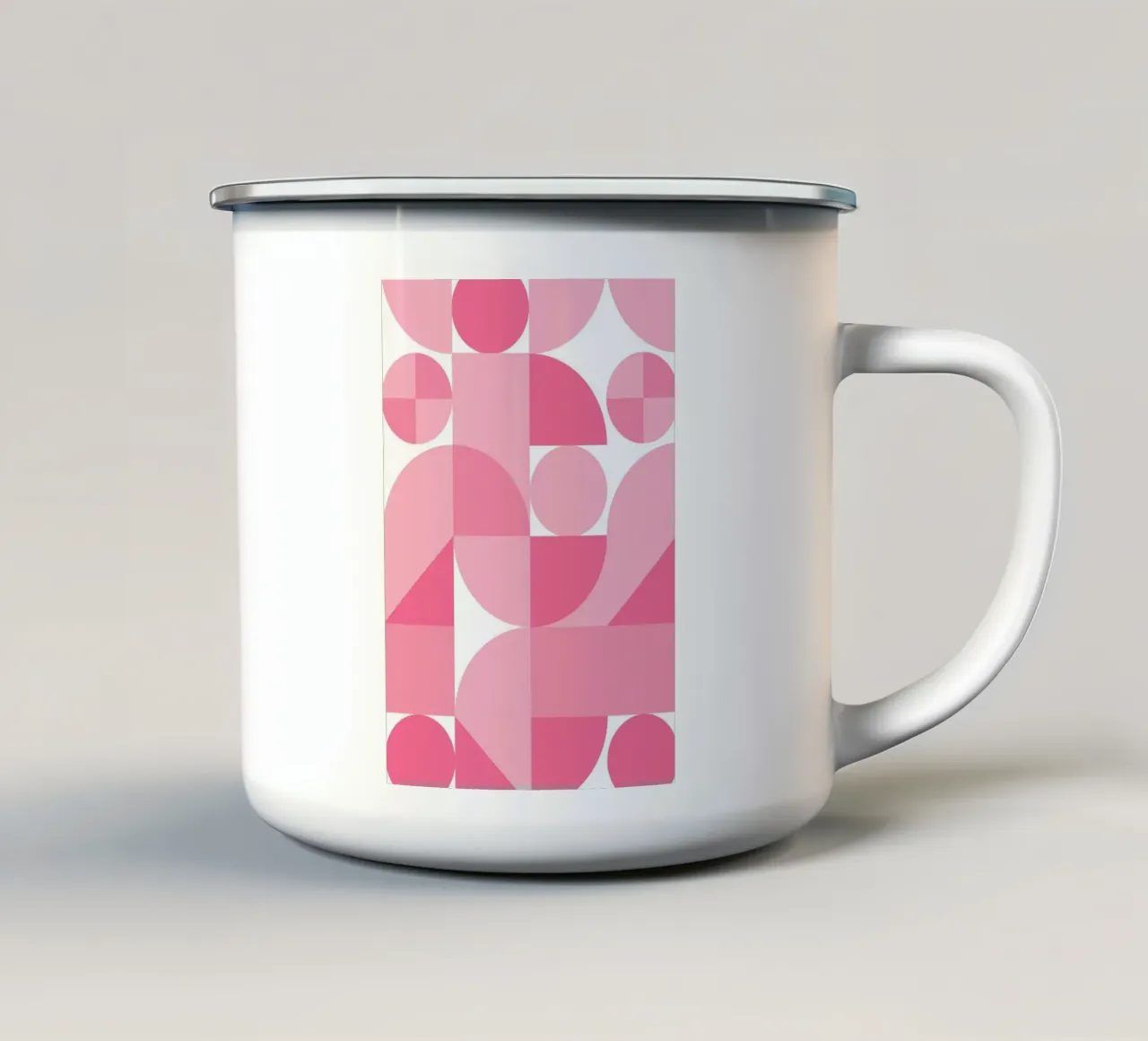Composizione geometrica astratta rosa con cerchi e forme tazza in smalto da pdigitalprints