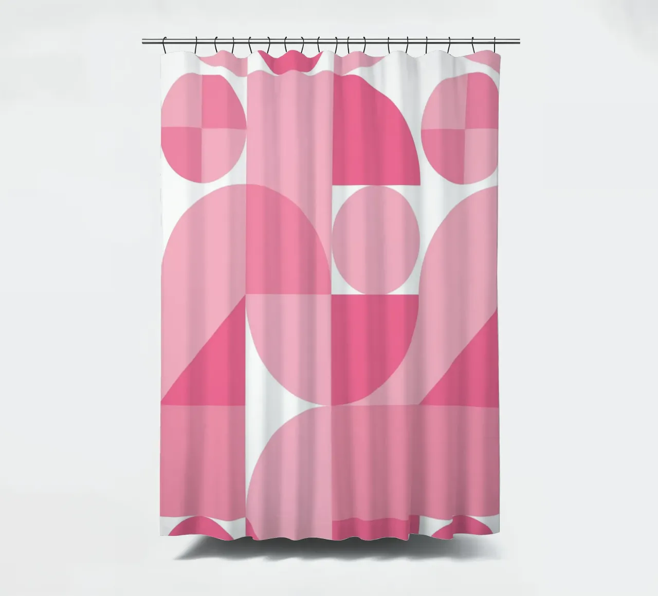 Pink Abstract Geometric Composition with Circles and Shapes shower curtain by pdigitalprints