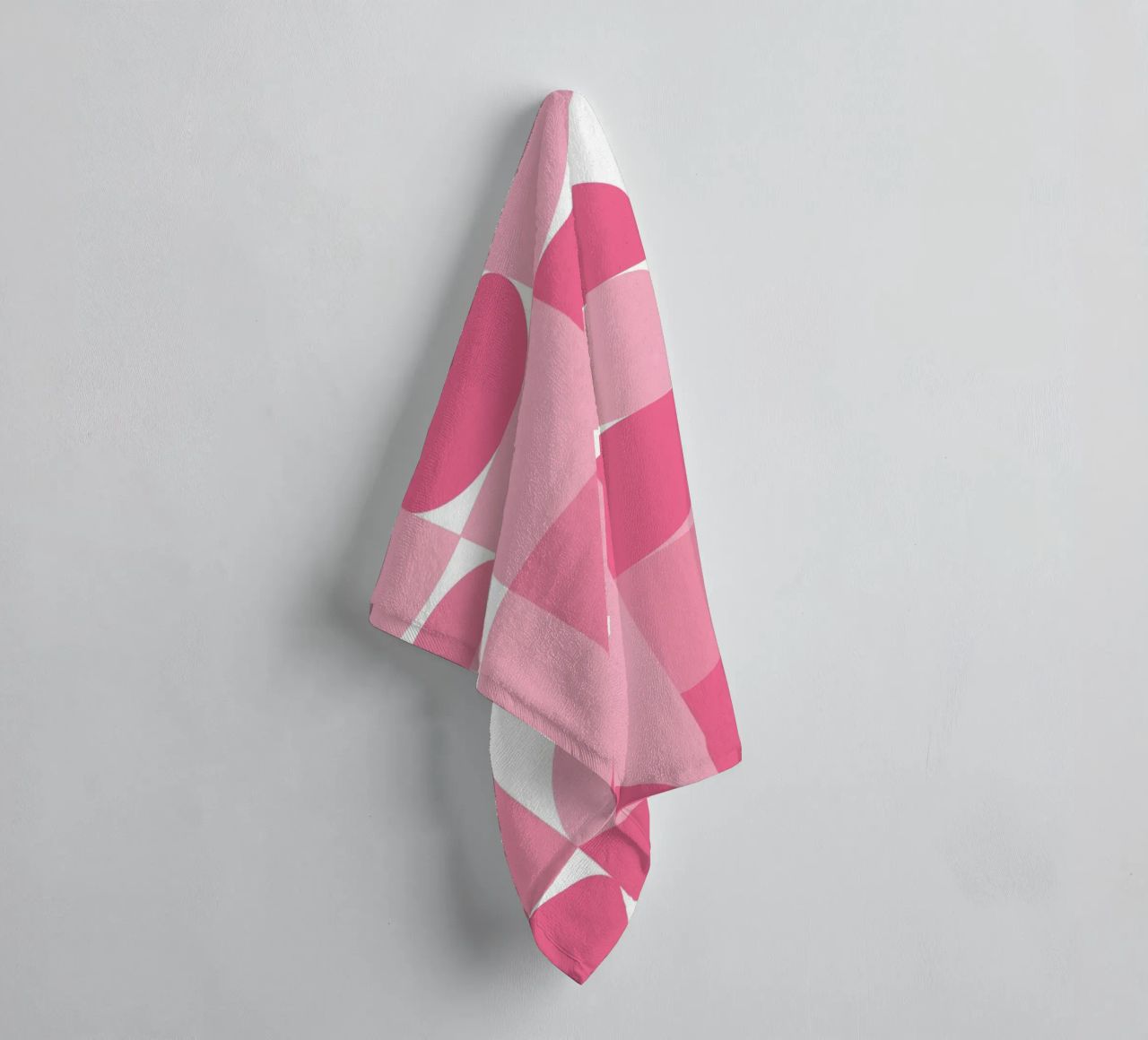 Pink Abstract Geometric Composition with Circles and Shapes towel by pdigitalprints