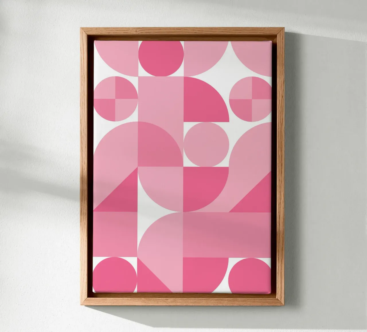 Rosa abstrakte geometrische Komposition mit Kreisen und Formen Leinwand von pdigitalprints