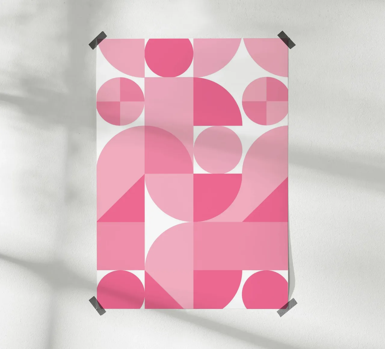 Rosa abstrakte geometrische Komposition mit Kreisen und Formen Hahnemühle von pdigitalprints