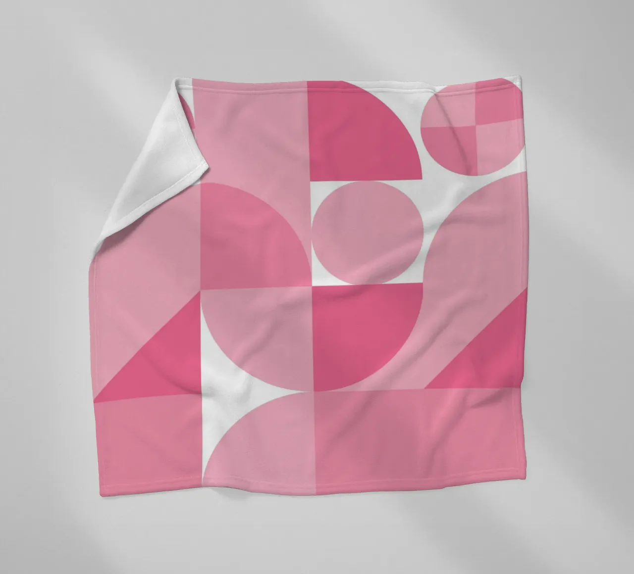 Pink Abstract Geometric Composition with Circles and Shapes fleece blanket by pdigitalprints