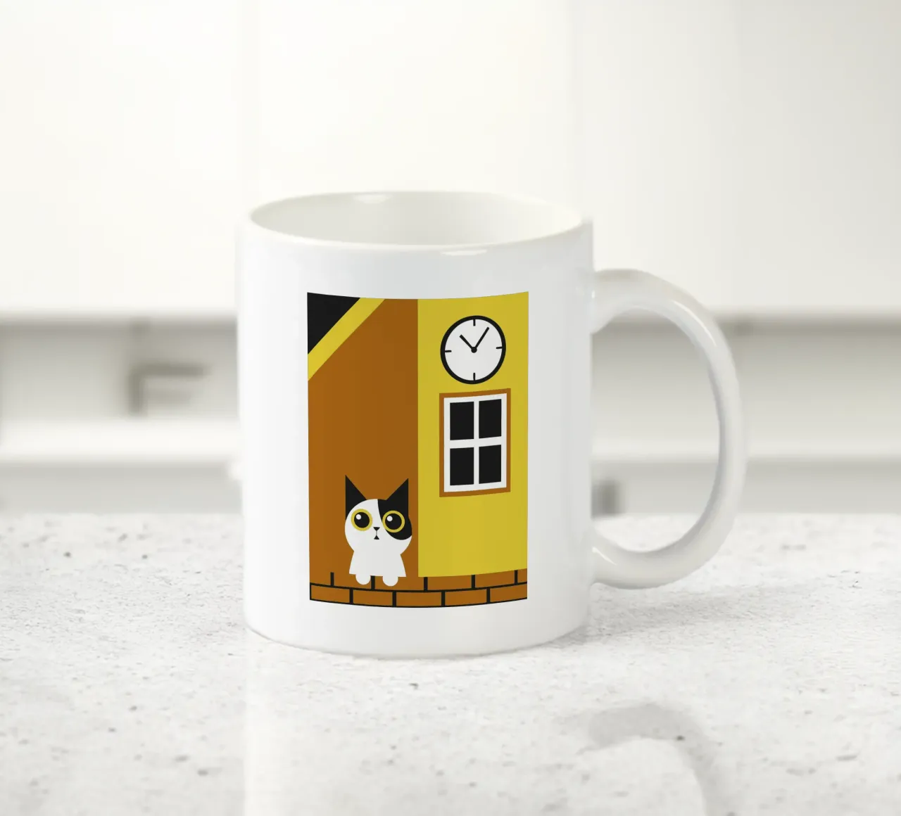 Gatto e orologio tazza in ceramica da LOOK DIFFERENT