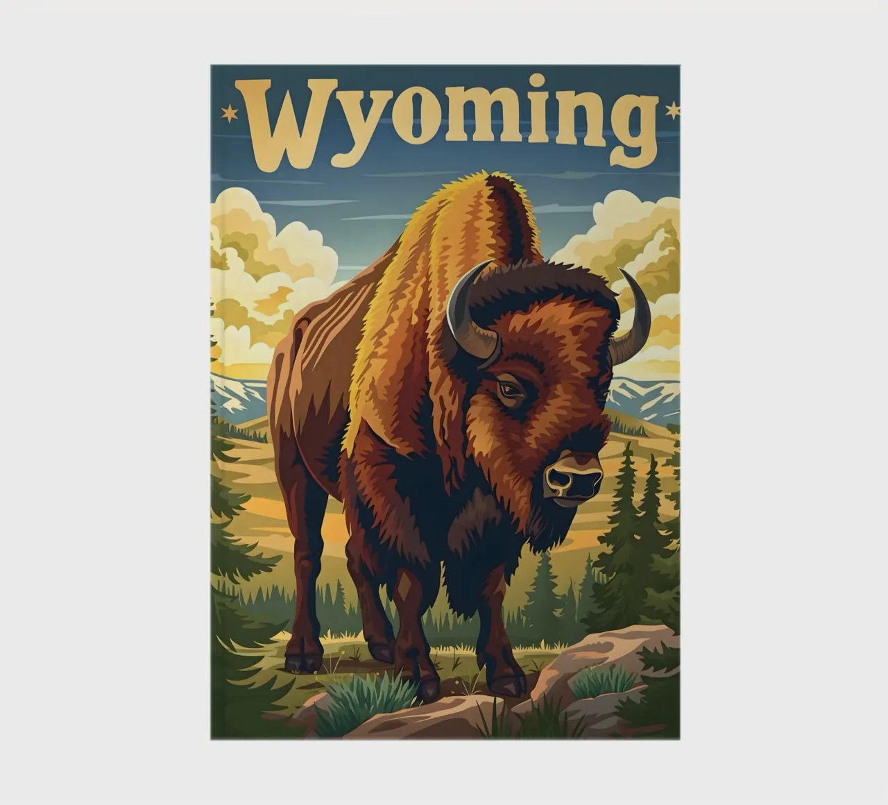 Bison Wyoming notebook by Vintage Travel Art