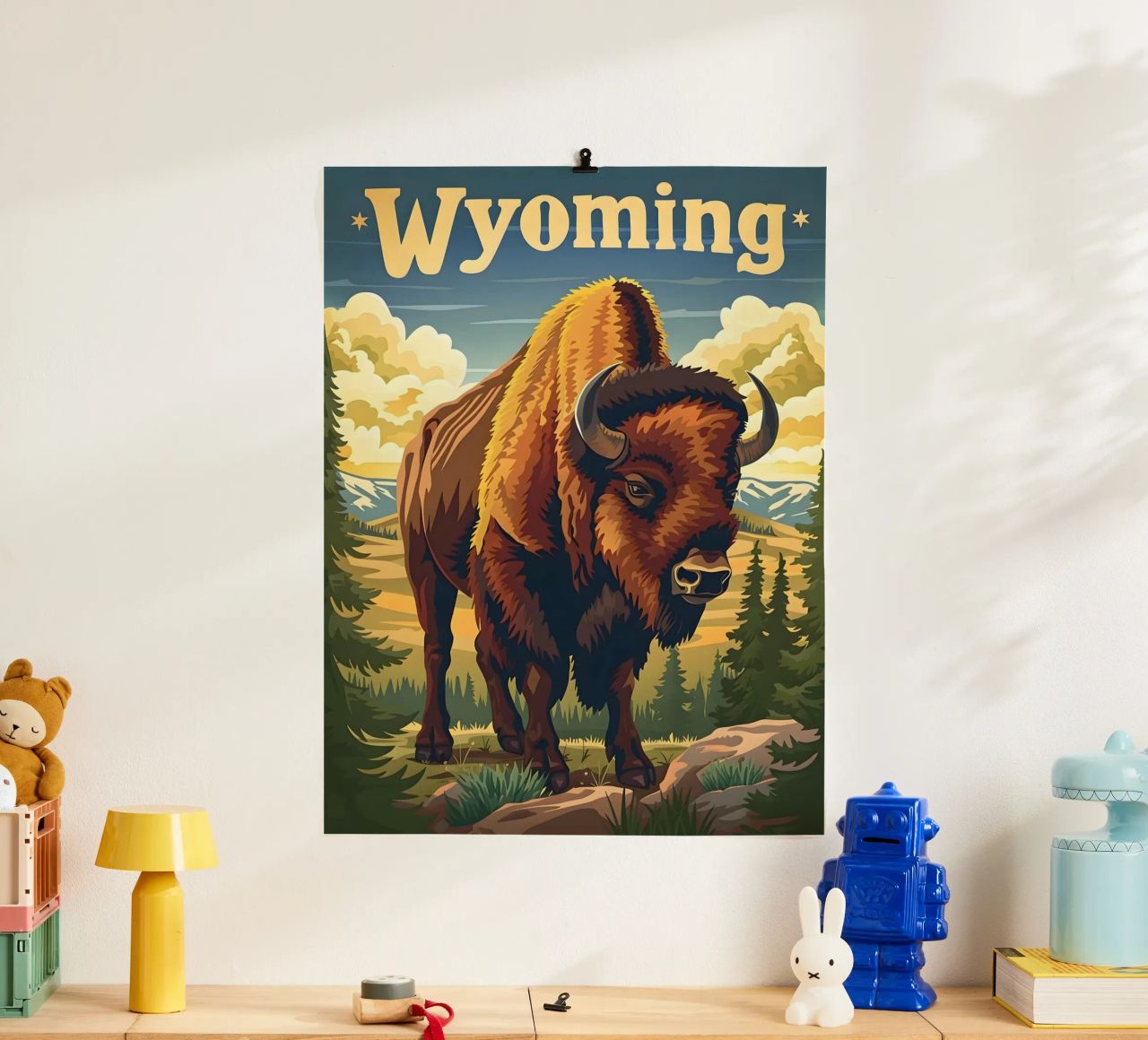 Bison Wyoming Poster von Vintage Travel Art