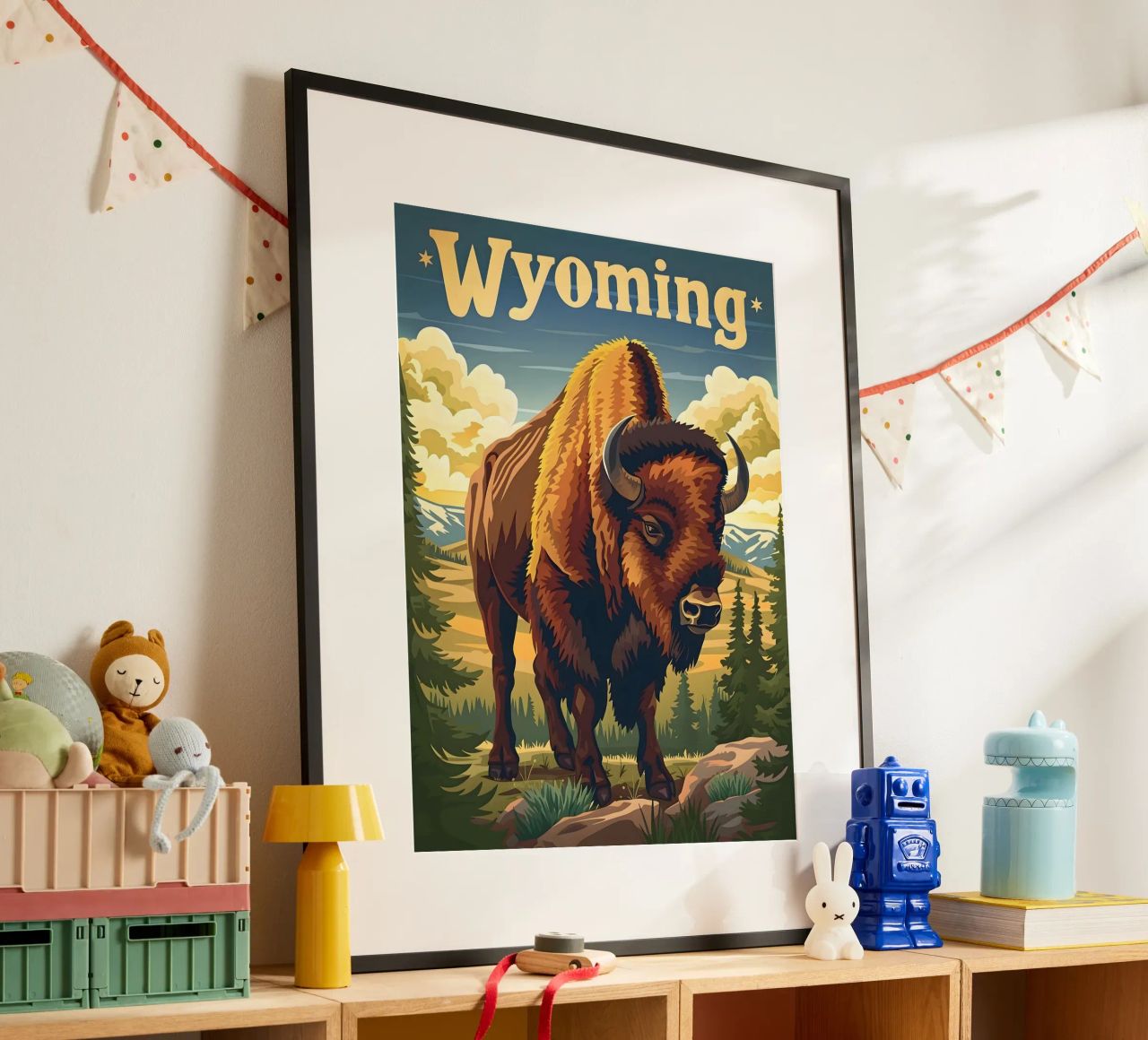 Bison Wyoming Poster von Vintage Travel Art