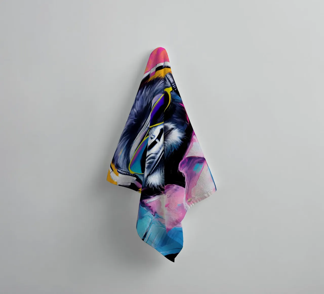 Popart Portrait coloré Gorille avec écouteurs serviette de bain de Take Your Art BV