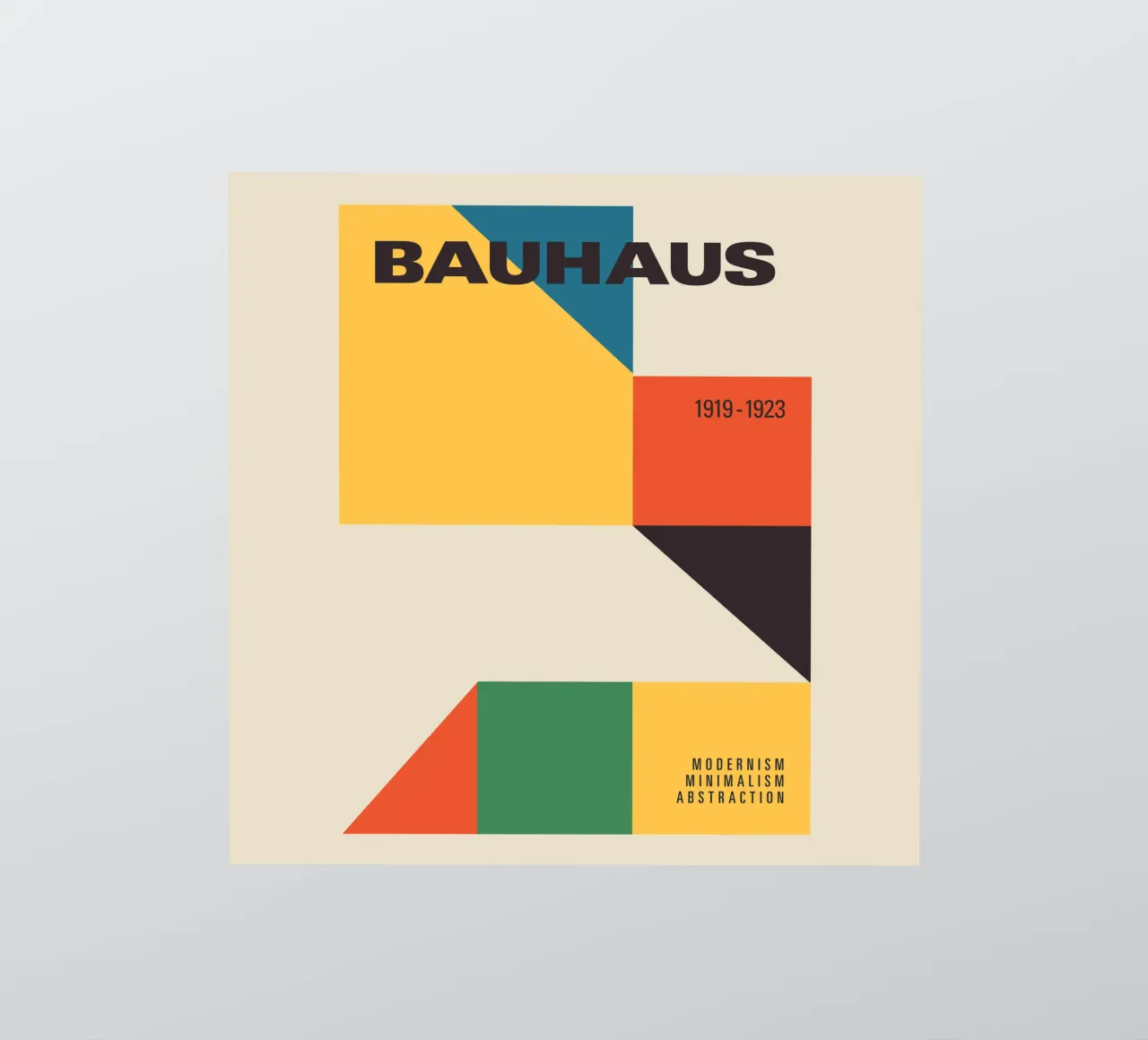 Bauhaus 1919 Geometric Art Print Colourful Modernist Poster sticker by THE MOTIVATED TYPE