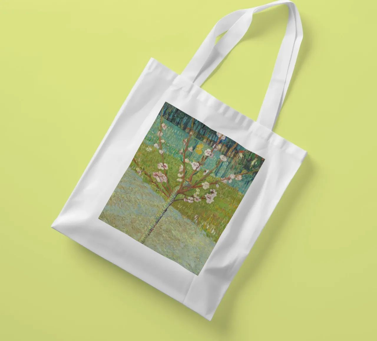 "Pesco in fiore" di Vincent van Gogh borsa in juta da Venus Art