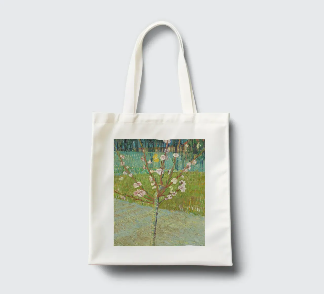"Pesco in fiore" di Vincent van Gogh borsa in juta da Venus Art