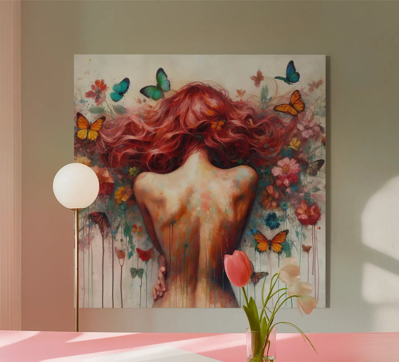 Watercolor Butterfly Woman Body acrylic glass by Chromatic Fusion Studio