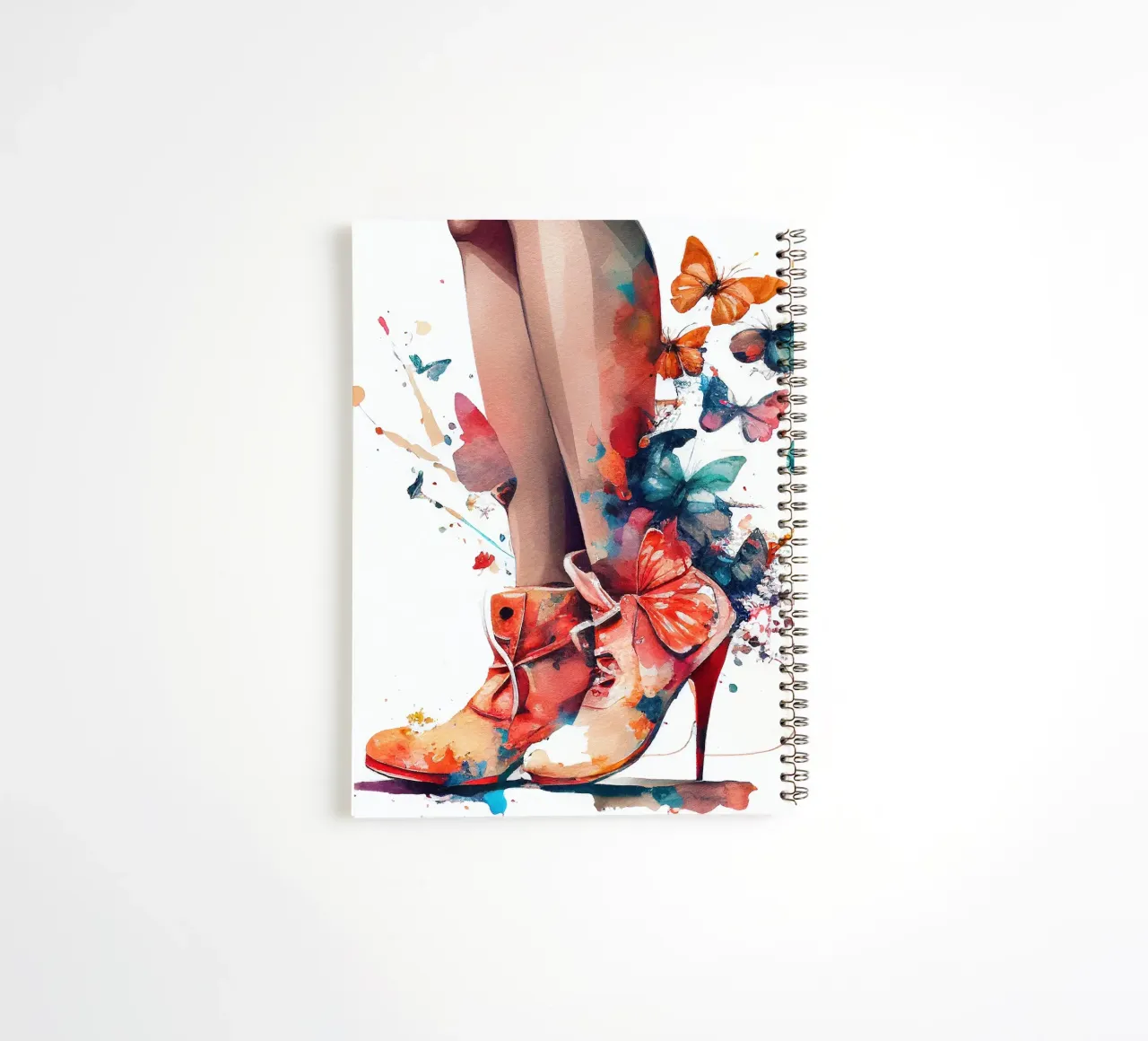 Watercolor Butterfly Woman Legs spiral notebook by Chromatic Fusion Studio