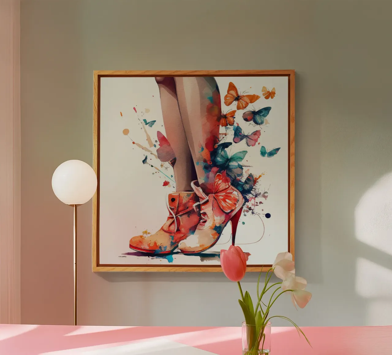 Acquerello Farfalla Donna Gambe plexiglass da Chromatic Fusion Studio