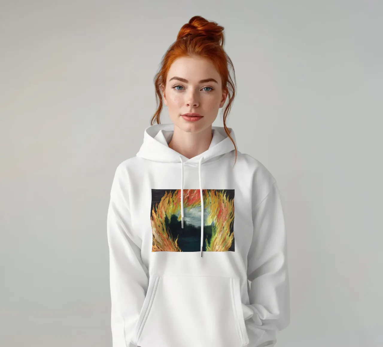 "Le Paysage en Feu" (Il paesaggio in fiamme) di René Magritte felpa con cappuccio da Classic Art Prints
