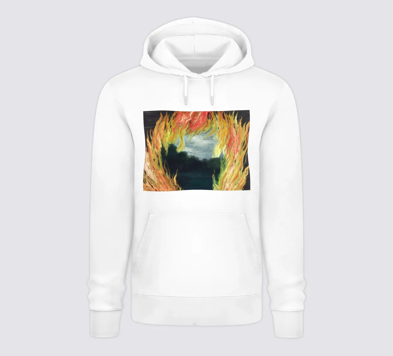 "Le Paysage en Feu" (Il paesaggio in fiamme) di René Magritte felpa con cappuccio da Classic Art Prints