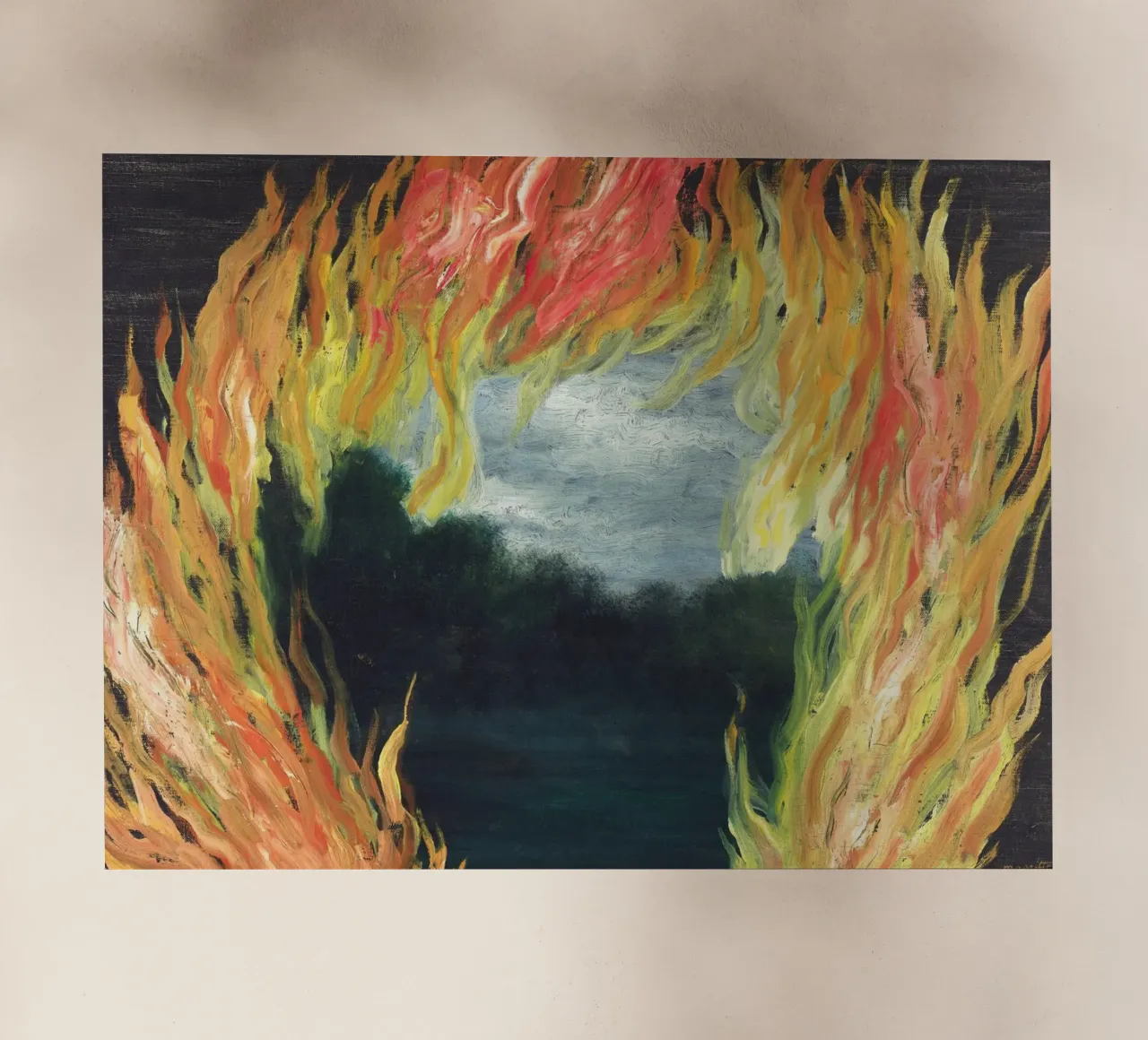 "Le Paysage en Feu" (Il paesaggio in fiamme) di René Magritte pellicola backlit da Classic Art Prints