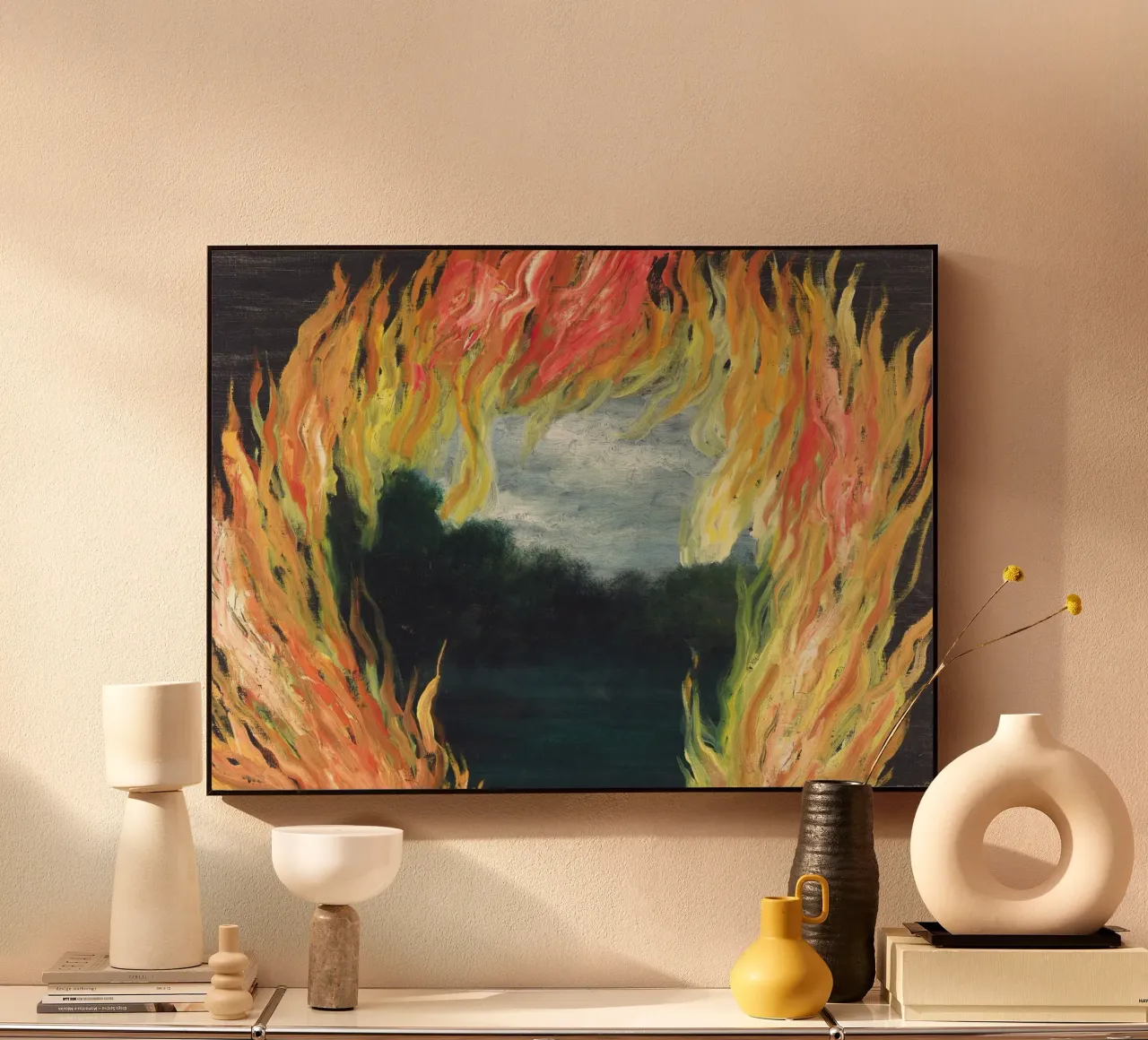"Le Paysage en Feu" (Il paesaggio in fiamme) di René Magritte alluminio dibond da Classic Art Prints
