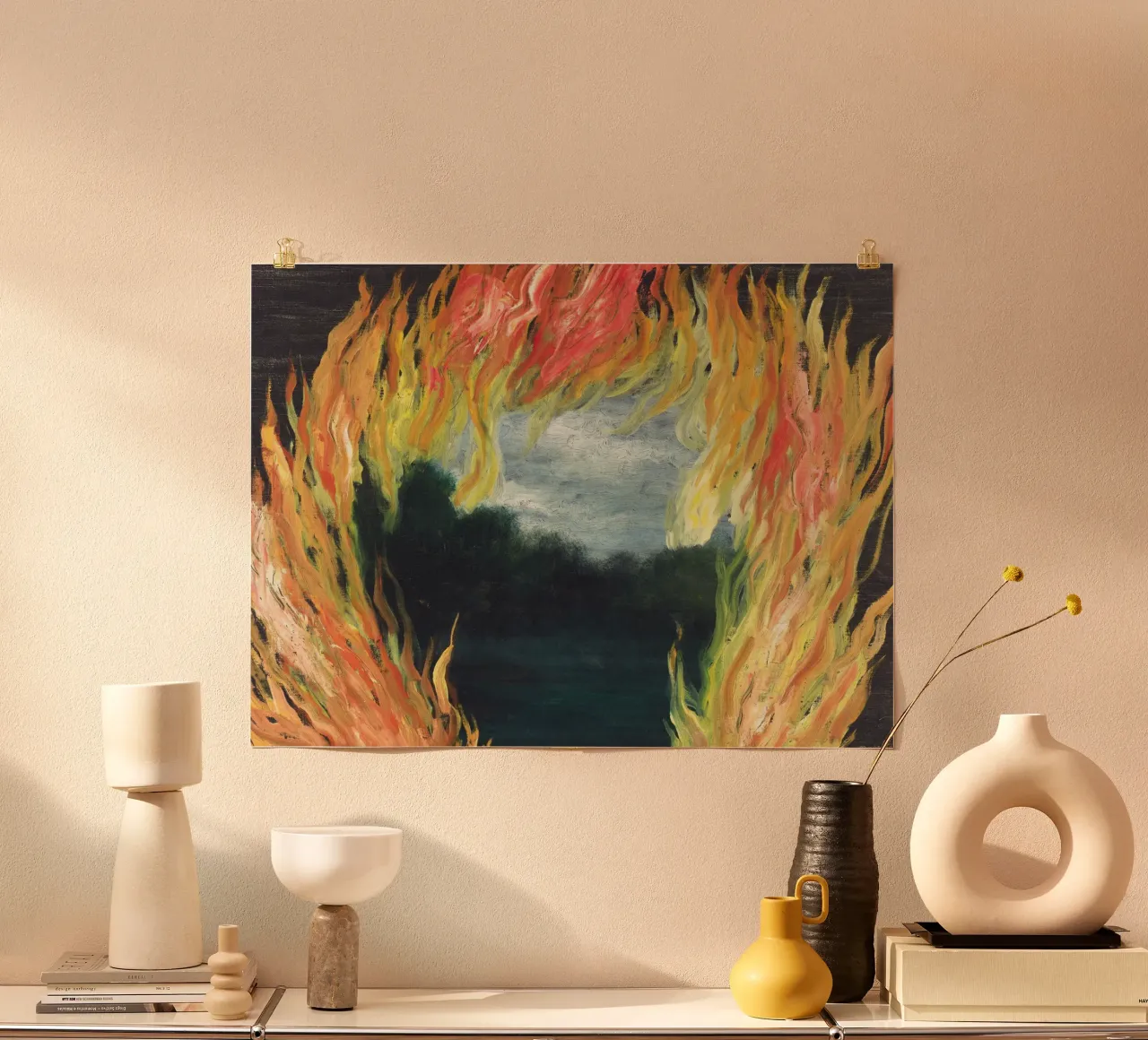 "Le Paysage en Feu" (Il paesaggio in fiamme) di René Magritte carta hahnemühle da Classic Art Prints